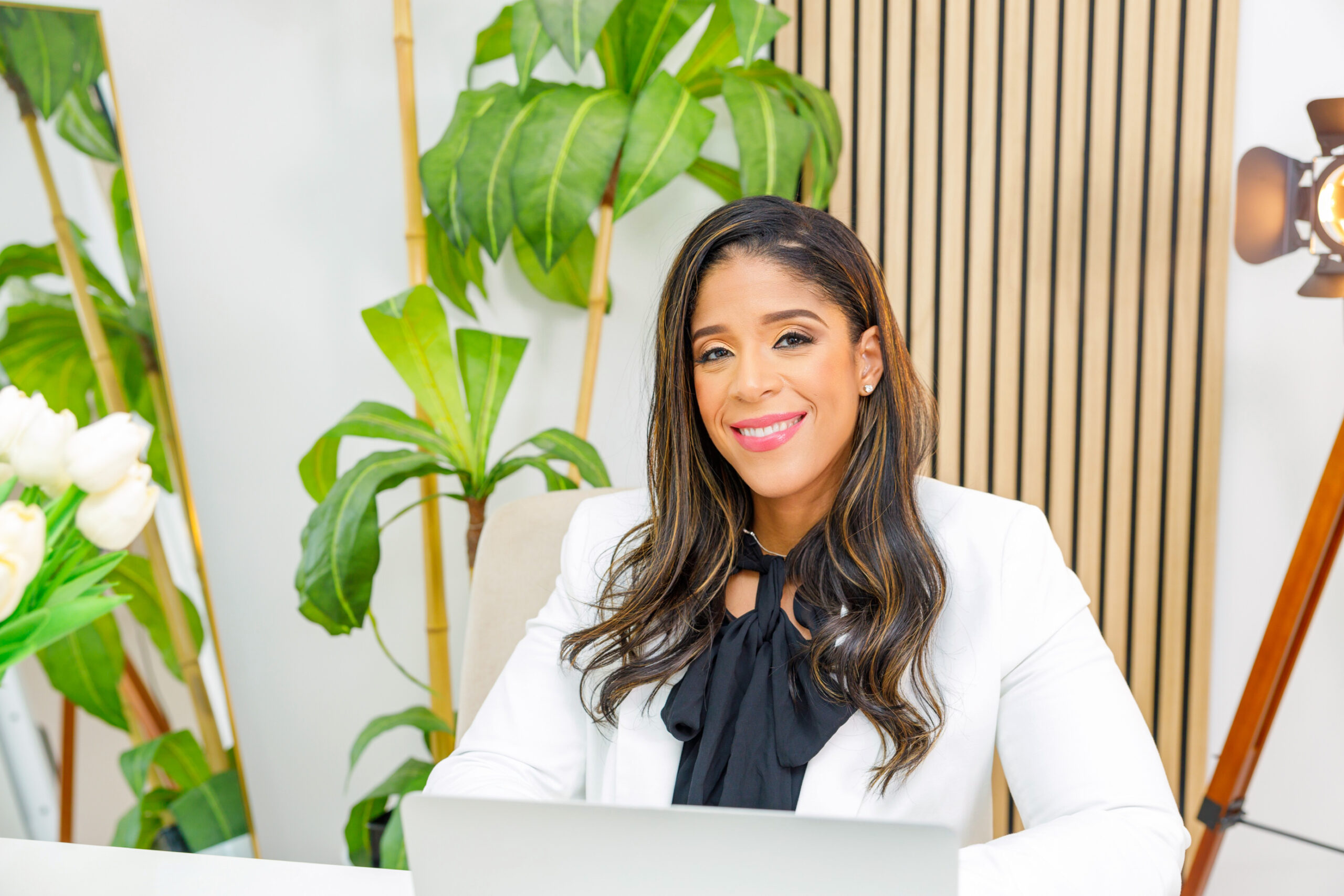 Tasha Moses at her desk.